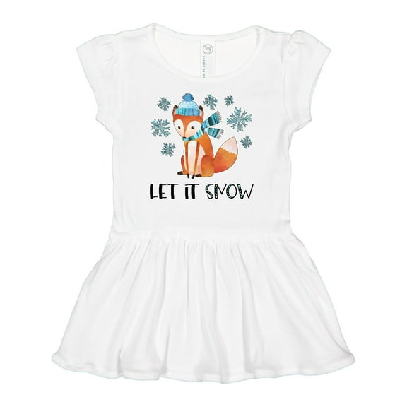 Inktastic Let it Snow Cute Orange Fox in Hat and Scarf Girls Baby Dress