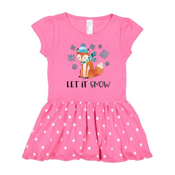 Inktastic Let it Snow Cute Orange Fox in Hat and Scarf Girls Toddler Dress