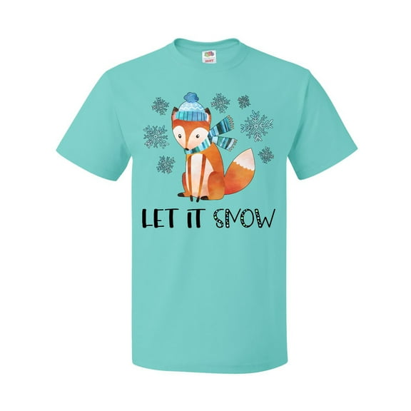 Inktastic Let it Snow Cute Orange Fox in Hat and Scarf T-Shirt
