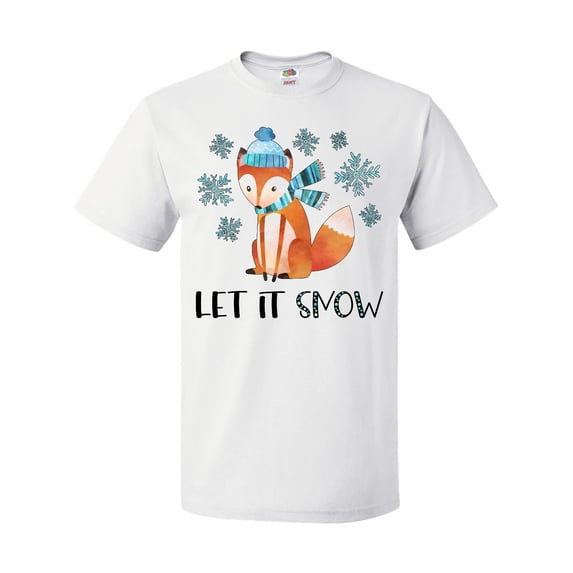 Inktastic Let it Snow Cute Orange Fox in Hat and Scarf T-Shirt