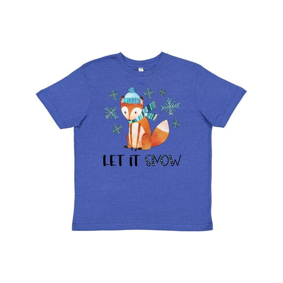 Inktastic Let it Snow Cute Orange Fox in Hat and Scarf Youth T-Shirt