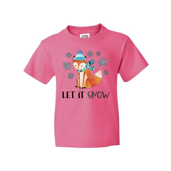 Inktastic Let it Snow Cute Orange Fox in Hat and Scarf Youth T-Shirt