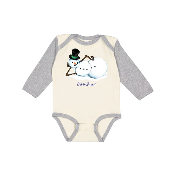 Inktastic Let it Snow Sassy Snowman in Top Hat Boys or Girls Long Sleeve Baby Bodysuit