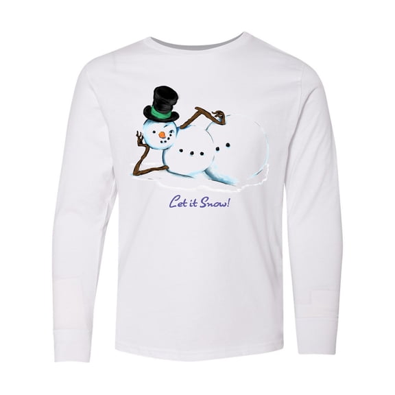 Inktastic Let it Snow Sassy Snowman in Top Hat Long Sleeve Youth T-Shirt