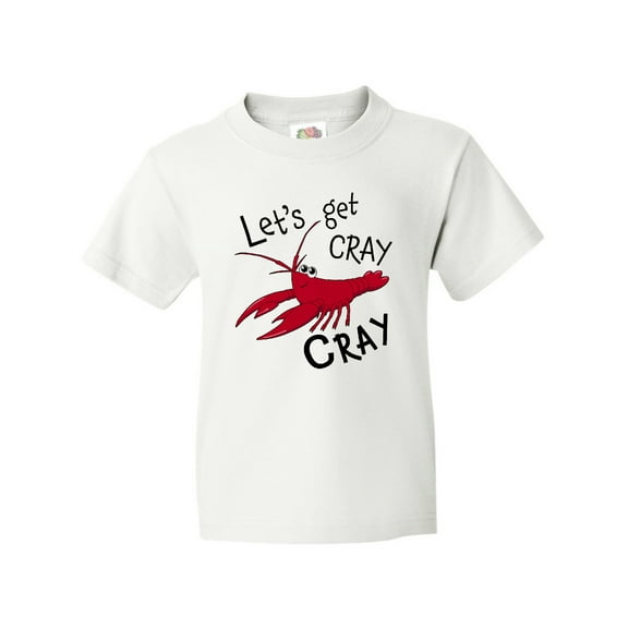 Inktastic Let's Get Cray Cray Cute Red Crayfish Youth T-Shirt