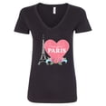 thumbnail image 1 of Inktastic Let's Go to Paris with Pink Heart and Eiffel Tower Women's V-Neck T-Shirt, 1 of 5