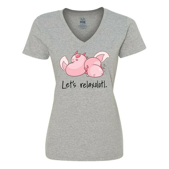 Inktastic Let's Relaxolotl with Sleeping Axolotls Women's V-Neck T-Shirt