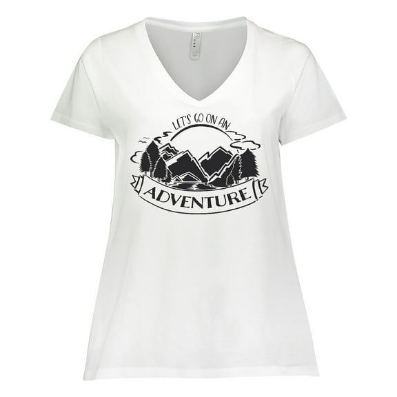 Inktastic Let's go on an Adventure Mountains Women's Plus Size V-Neck T-Shirt
