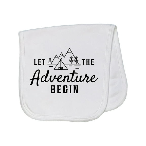 Inktastic Let the Adventure Begin with Camping Tent and Mountains Baby Burp Cloth