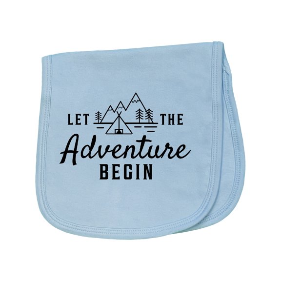 Inktastic Let the Adventure Begin with Camping Tent and Mountains Baby Burp Cloth