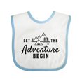 thumbnail image 1 of Inktastic Let the Adventure Begin with Camping Tent and Mountains Boys or Girls Baby Bib, 1 of 4