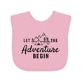 thumbnail image 1 of Inktastic Let the Adventure Begin with Camping Tent and Mountains Boys or Girls Baby Bib, 1 of 4