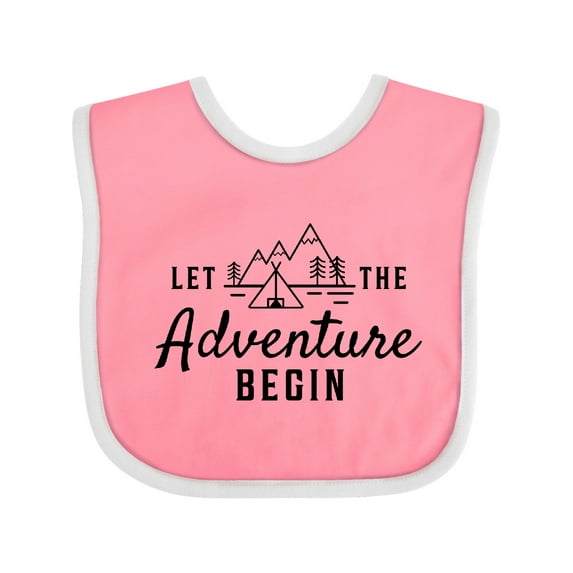 Inktastic Let the Adventure Begin with Camping Tent and Mountains Boys or Girls Baby Bib