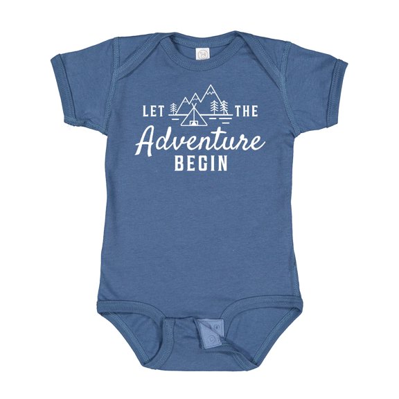 Inktastic Let the Adventure Begin with Camping Tent and Mountains Boys or Girls Baby Bodysuit