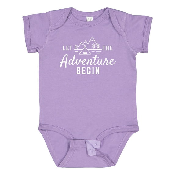 Inktastic Let the Adventure Begin with Camping Tent and Mountains Boys or Girls Baby Bodysuit