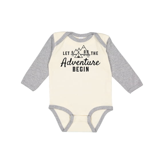 Inktastic Let the Adventure Begin with Camping Tent and Mountains Boys or Girls Long Sleeve Baby Bodysuit
