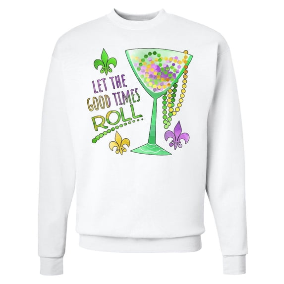 Inktastic Let the Good Times Roll Mardi Gras Goblet and Beads Adult Sweatshirt