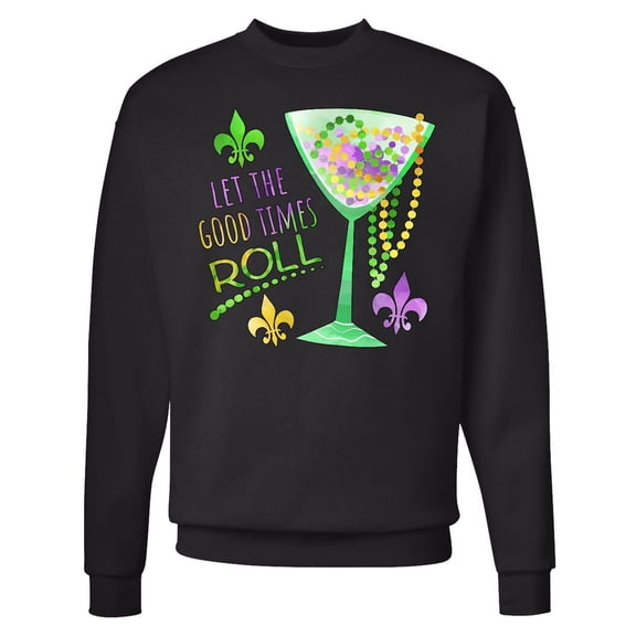 Inktastic Let the Good Times Roll Mardi Gras Goblet and Beads Adult Sweatshirt