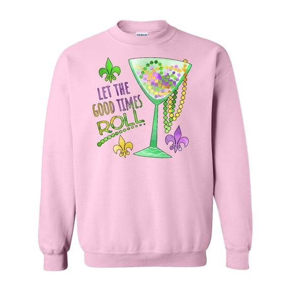 Inktastic Let the Good Times Roll Mardi Gras Goblet and Beads Adult Sweatshirt