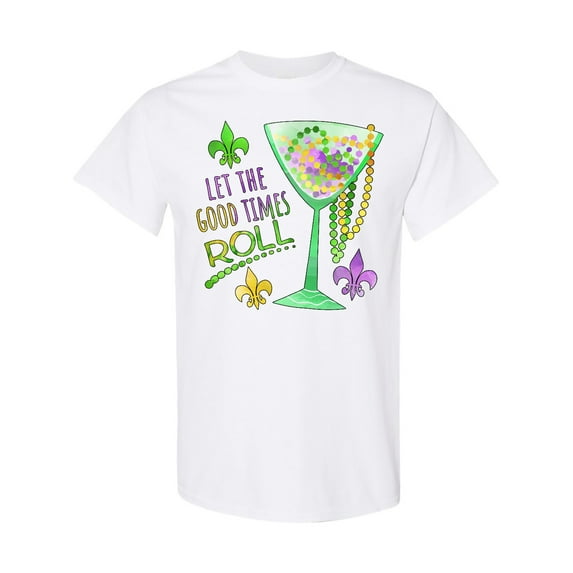 Inktastic Let the Good Times Roll Mardi Gras Goblet and Beads T-Shirt