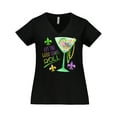 thumbnail image 1 of Inktastic Let the Good Times Roll Mardi Gras Goblet and Beads Women's Plus Size V-Neck T-Shirt, 1 of 5