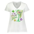 thumbnail image 1 of Inktastic Let the Good Times Roll Mardi Gras Goblet and Beads Women's Plus Size V-Neck T-Shirt, 1 of 5
