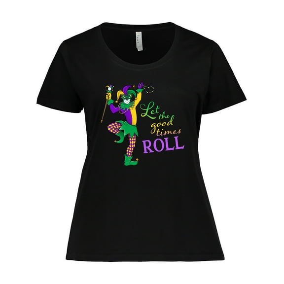 Inktastic Let the Good Times Roll Mardi Gras Jester Women's Plus Size T-Shirt