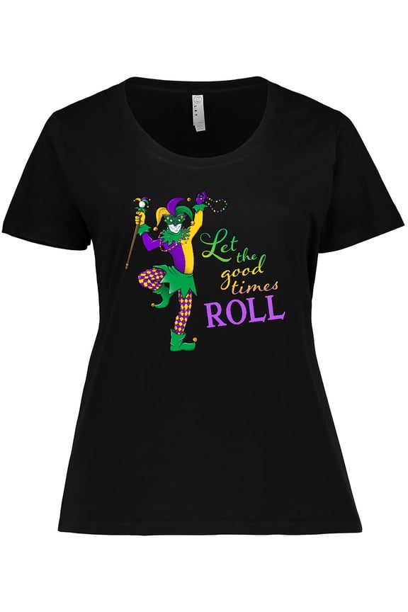Let the Good Times Roll Mardi Gras Jester Women's Plus Size T-Shirt