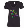 thumbnail image 1 of Inktastic Let the Good Times Roll Mardi Gras Jester Women's V-Neck T-Shirt, 1 of 5
