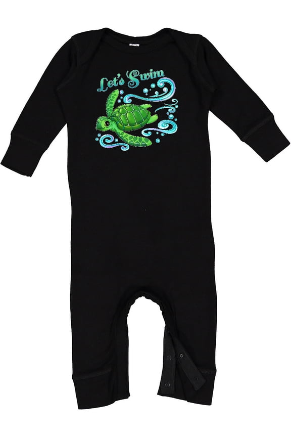 Lets Swim Cute Sea Turtle Baby Romper Coveralls
