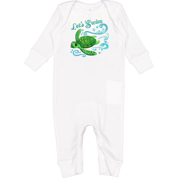 Inktastic Lets Swim Cute Sea Turtle Baby Romper Coveralls