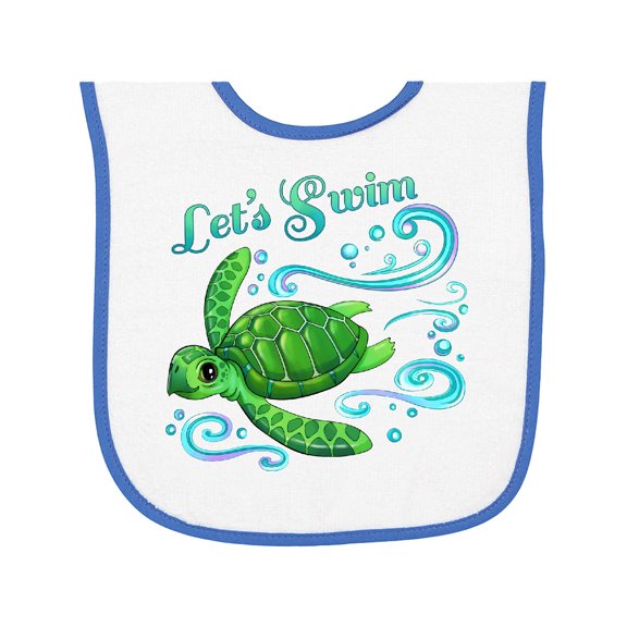 Inktastic Lets Swim Cute Sea Turtle Baby Terry Cloth Bib