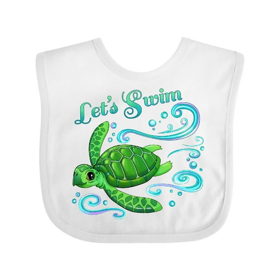 Inktastic Lets Swim Cute Sea Turtle Boys or Girls Baby Bib