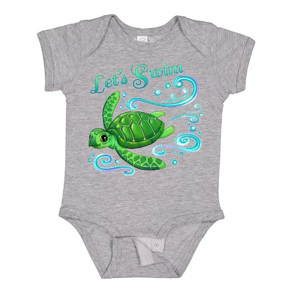 Inktastic Lets Swim Cute Sea Turtle Boys or Girls Baby Bodysuit
