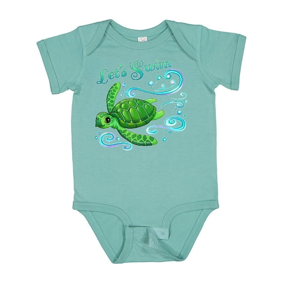 Inktastic Lets Swim Cute Sea Turtle Boys or Girls Baby Bodysuit