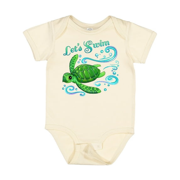 Inktastic Lets Swim Cute Sea Turtle Boys or Girls Baby Bodysuit
