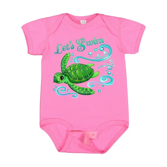 Inktastic Lets Swim Cute Sea Turtle Boys or Girls Baby Bodysuit