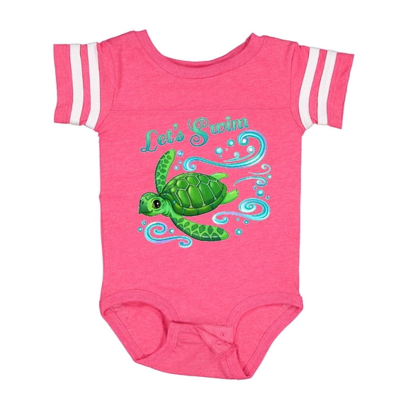Inktastic Lets Swim Cute Sea Turtle Boys or Girls Baby Bodysuit