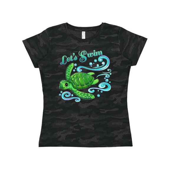 Inktastic Lets Swim- Cute Sea Turtle Women's T-Shirt
