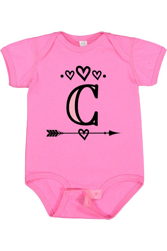 Letter C Monogram Tribal Arrow Girls Baby Bodysuit