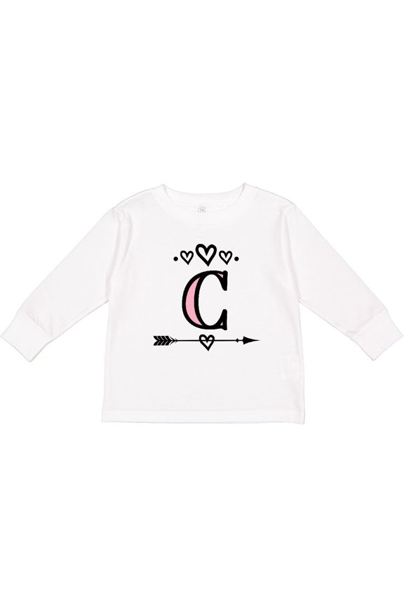 Letter C Monogram Tribal Arrow Girls Long Sleeve Toddler T-Shirt