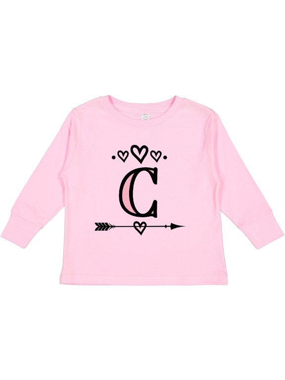 Letter C Monogram Tribal Arrow Girls Long Sleeve Toddler T-Shirt