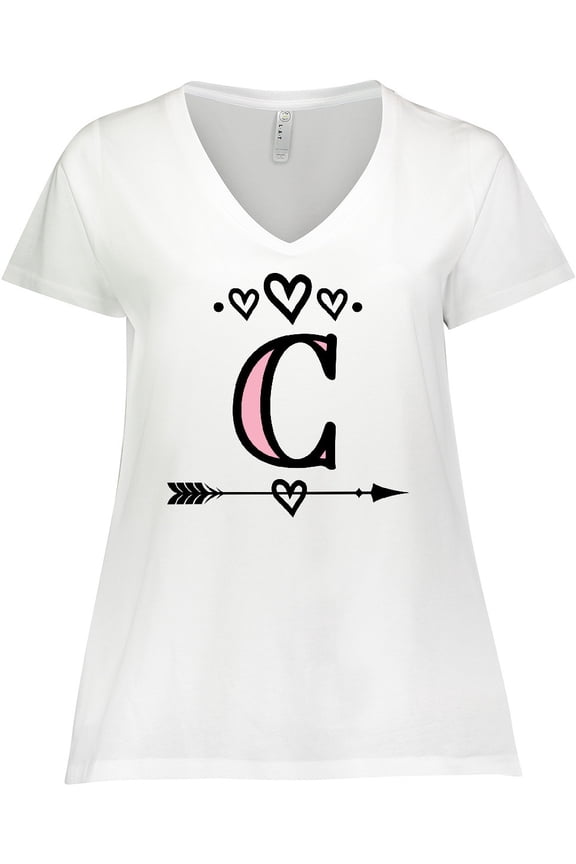Letter C Monogram Tribal Arrow Women's Plus Size V-Neck T-Shirt