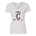 thumbnail image 1 of Inktastic Letter C Monogram Tribal Arrow Women's V-Neck T-Shirt, 1 of 5