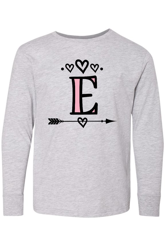 Letter E Monogram Tribal Arrow Long Sleeve Youth T-Shirt