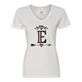 thumbnail image 1 of Inktastic Letter E Monogram Tribal Arrow Women's V-Neck T-Shirt, 1 of 5