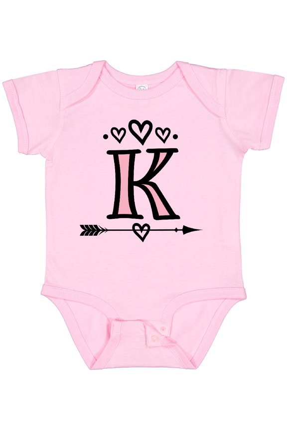 Letter K Monogram Tribal Arrow Girls Baby Bodysuit