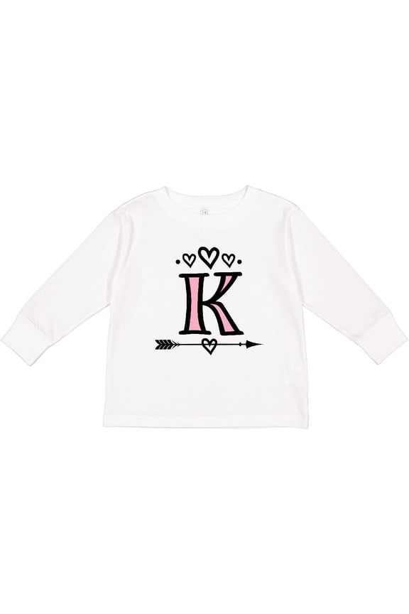 Letter K Monogram Tribal Arrow Girls Long Sleeve Toddler T-Shirt