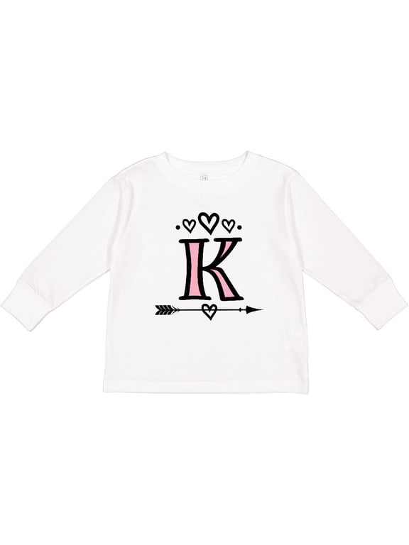 Letter K Monogram Tribal Arrow Girls Long Sleeve Toddler T-Shirt