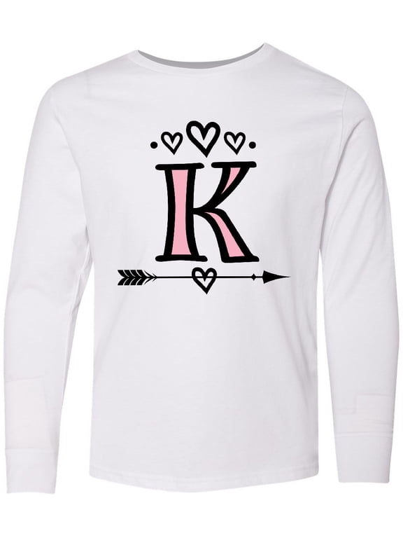 Letter K Monogram Tribal Arrow Long Sleeve Youth T-Shirt